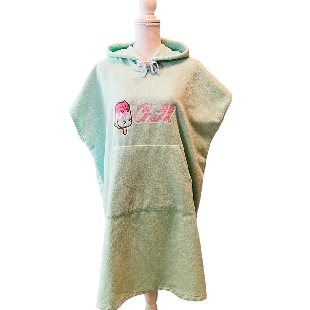 Pusheen Mint Green Hooded Poncho Swim Coverup One Size Fits All
